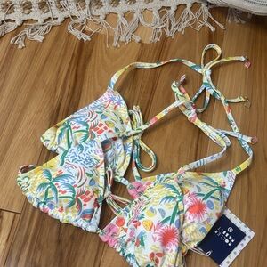 Roller rabbit x target Tropical Floral Triangle Bikini Top - Yellow, Pink, Green